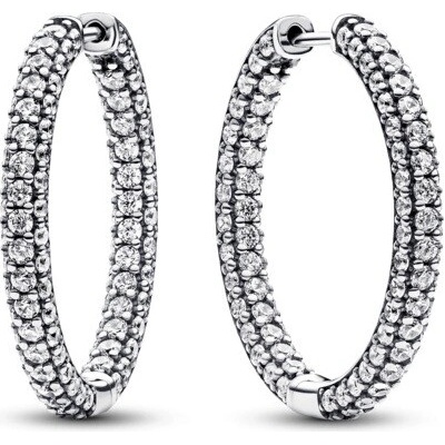 Pandora Blyštivé náušnice Pavé kruhy Timeless 293016C01