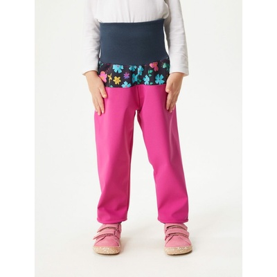 Unuo Batolecí softshellové kalhoty s fleecem Basic Fuchsiová Kytičky