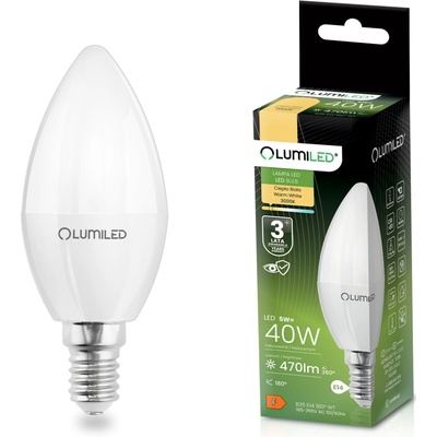 Lumiled LED žiarovka E14 B35 5W = 40W 470lm 3000K Warm 180°