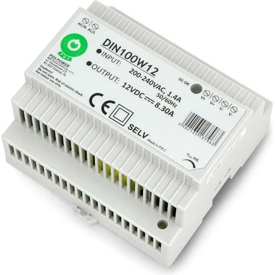 POS, Napájecí zdroj na DIN lištu 100W 12V, DIN100W12