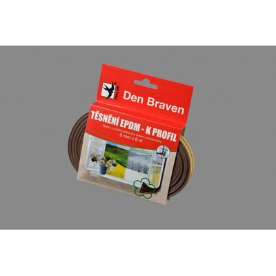 Den Braven - Těsnicí profil z EPDM pryže, K profil, 9 mm x 4 mm x 6 m, hnědý