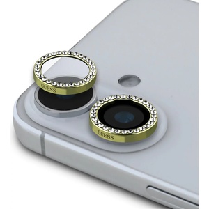 Guess Fixed Glitter защитно стъкло за обектив iPhone 16/16 Plus златно (GUCL162SGGD)