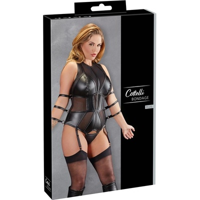 Cottelli Collection Body Bondage s manžetami, zipsami, 4XL, čierne
