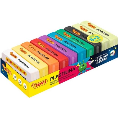 Jovi plastelína Glow 10x15g 8 základných farieb + 2 svietiace v tme