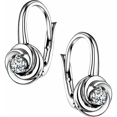 Zlaton Náušnice bílé zlato s kamenem visací 1.40cm 2.70g s diamantem 0.050ct 000630712205