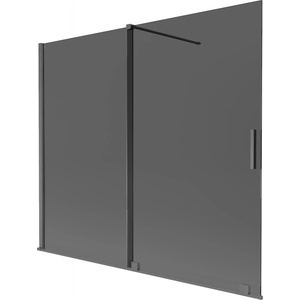 Mexen Velar двукрилна плъзгаща се въртяща се душ врата 180 x 150 cm, графит, четка с цвят gun gray - 896-180-000-41-66 (896-180-000-41-66)