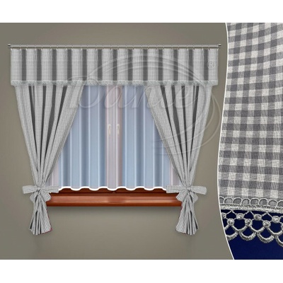 Závěsový set kanafas šedý - 2x(175 x 140) + 26 x 300 cm