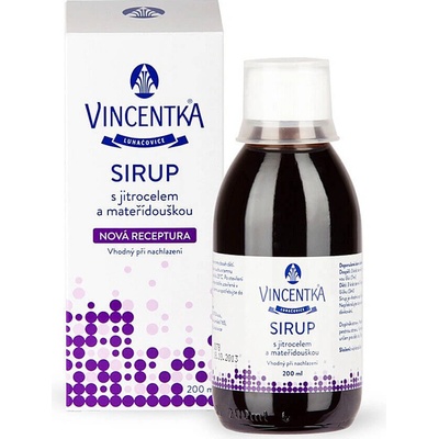 Vincentka Sirup s jitrocelem a mateřídouškou 200 ml