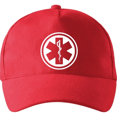 Rescue logo samostatné guľaté so zahnutým šiltom a látkovou sponou Červená