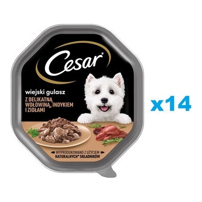 Cesar Adult v omáčce s jemným hovězím krůtím masem a bylinkami 14 x 150 g