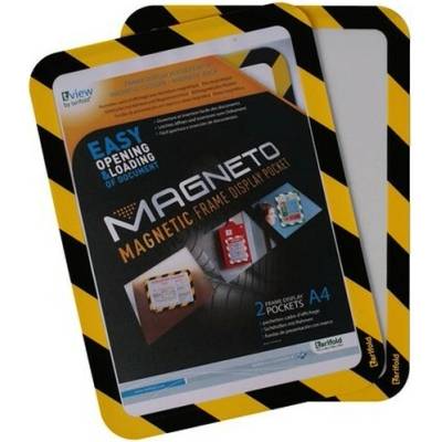 Informačný rám, magnetická zadná strana, A4, DJOIS "Magneto Safety", žltá-čierna
