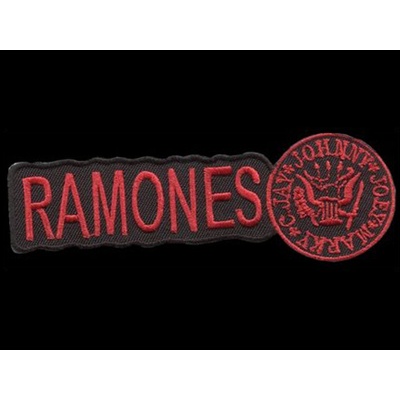 Nášivka RAMONES nápis red logo vyšívaná zažehlovací