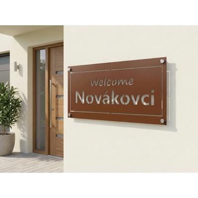 Minimalistický rám Welcome - rodinná tabuľa 45cm Farba a štýl: Hnedá tabuľa bez LED