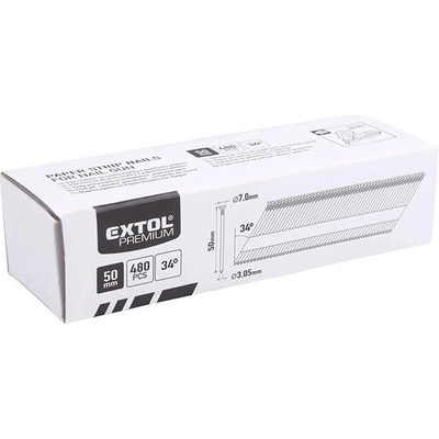 EXTOL PREMIUM Klince do klincovačky pr.3,05mm, dĺžka 50mm, 480ks, na papierovej páske 8862603