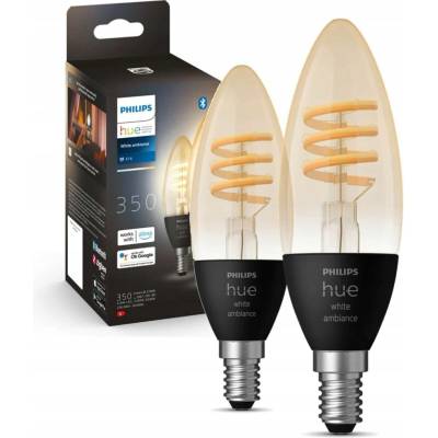 Philips Hue White Ambiance 4.6W 550 Filament svíčka E14 2ks