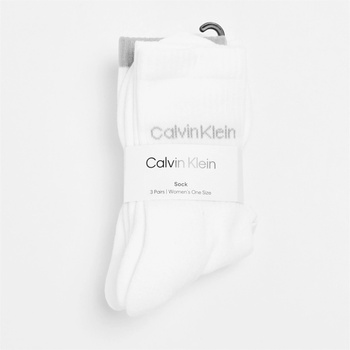 Image 1 of Calvin Klein Дамски чорапи Calvin Klein CK Logo Crew Socks 3-Pack Womens - White