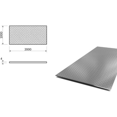 Nerezový plech slzičkový 1x2 m, tloušťka 4 mm