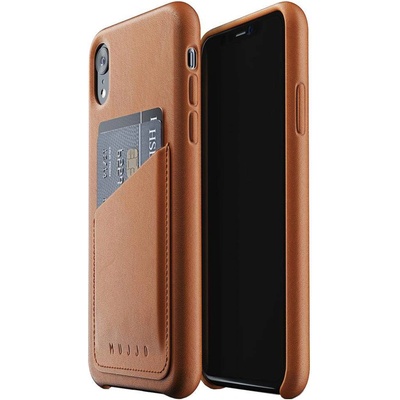 Mujjo Full Leather Wallet Case- кожен (естествена кожа) кейс с джоб за кредитна карта за iPhone XR (кафяв)