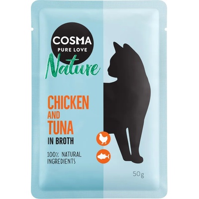 Cosma 18x50г пилешки гърди и риба тон Cosma Nature консерв. храна за котки