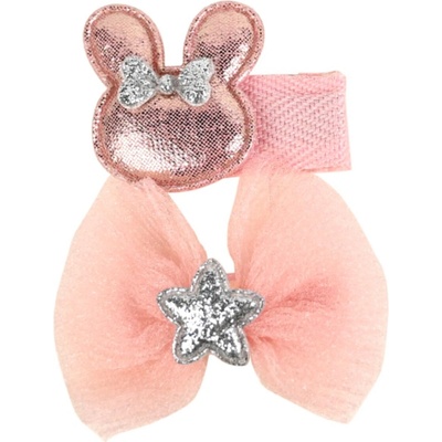 Sponka klip do vlasů zajíček a mašle Busy Lizzie - Bunny powder pink