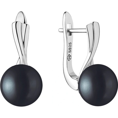 Gaura Pearls stříbrné náušnice s černou říční perlou Eleanor SK21362EL/B černá