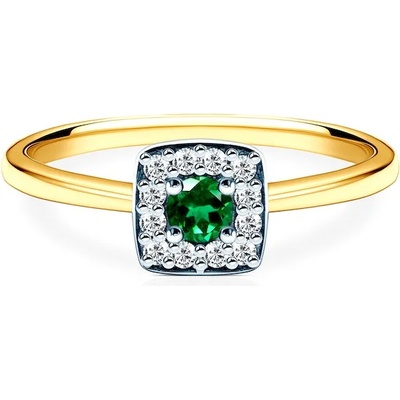 SAVICKI Годежен пръстен Savicki: двуцветно злато, смарагд, диаманти