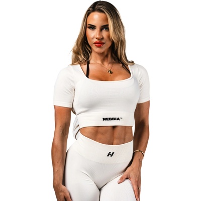 Nebbia Tvarující bezešvý crop top FLOW SEAMLESS 499 béžový