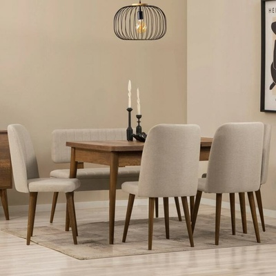 Sconto Jedálenská zostava Vina 5 krémová / orech
