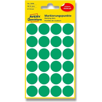 Avery Zweckform 3006 Kulaté etikety 18 mm 96 ks zelené