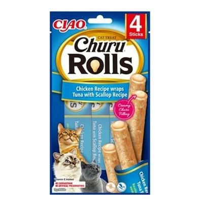 Pamlsok Inaba Churu Rolls cat Kura & Tuniak s hrebenatkou 4 tuby 40 g