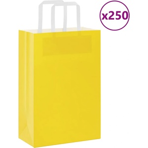 vidaXL Хартиени торбички 250 бр с дръжки жълти 21x11x31 см (4102008)