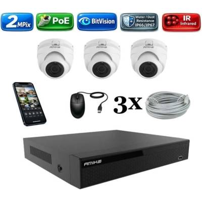 Amiko IP 3 kamerový set 2Mpix Dome 1200K3