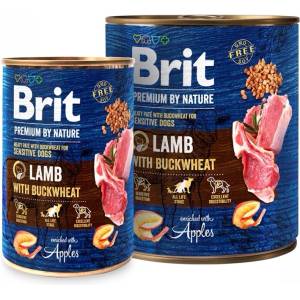 Brit - консервирана храна за куче с агне и елда