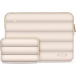Tech-Protect Елегантен калъф и органайзер за аксесоари за MacBook 15, MacBook 16 и лаптопи до 16 инча - Tech-Protect Puffy Laptop Sleeve and Accessories Bag 16 (бежов) (THP3483)