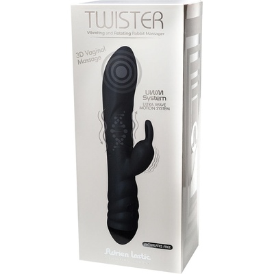 Adrien Lastic Twister Vibrating and Rotating Rabbit Massager Black