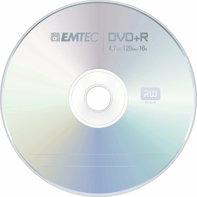 EMTEC Оптичен носител DVD+R, 4.7GB, Emtec, 16X, 25бр