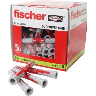 Fischer DUOPOWER 8x65 mm (balení 50 ks) - univerzální uzlovací hmoždinky, prodloužené – Sleviste.cz