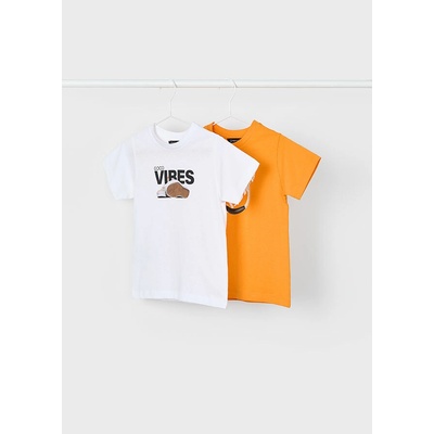 Mayoral 2 pack triček s krátkým rukávem Good Vibes oranžové