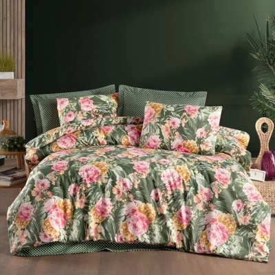 TiaHome obliečky bavlna Victoria zelená 90x70 140x200