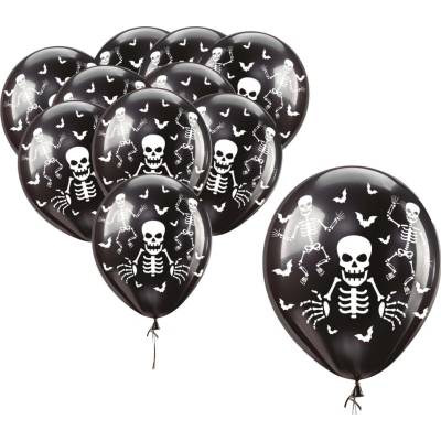 Guirca Černé balónky s kostlivci nafukovací balónky na Halloween