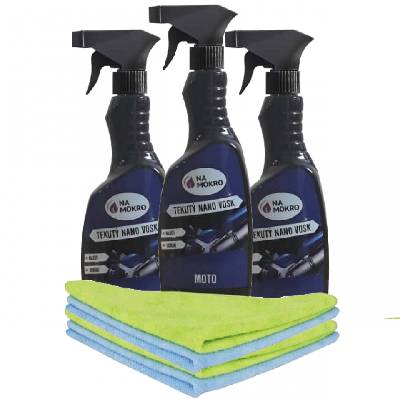 Nasucho 3x 500 ml Tekutý nano vosk moto+4x utěrka