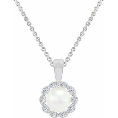 Eppi Zlatý halo přívěsek s perlou a diamanty Elizabella P37461