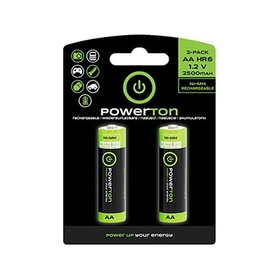 Powerton Nabíjecí Ni-MH baterie AA, 2-pack (WPABAAB2)