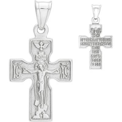 Argento Strieborný prívesok pravoslávny krížik s Kristom holubica kopija a trstina 86139