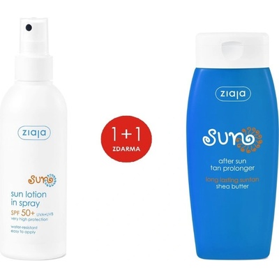 Ziaja Sun opalovací mléko ve spreji SPF50+ 170 ml + hydratační mléko po opalování prodlužující opálení 200 ml dárková sada