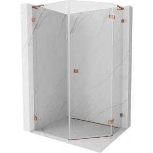 Mexen Lunar L петоъгълна душ кабина с отваряща се врата, дясна, 90 x 100 см, прозрачна, розово злато - 831L-090P-100L-60-00-P (831L-090P-100L-60-00-P)