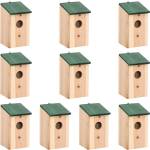 vidaXL Къщи за птици, 10 бр, чам масив, 12x12x22 см (314815)