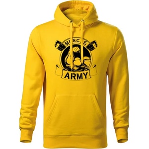 DRAGOWA мъжки суитшърт с качулка Muscle Army Original, жълт, 320г/м2 (5819)