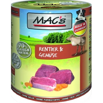 MAC's Mac’s Dog Adult, консерва за пораснали кучета, БЕЗ ЗЪРНО, с северен елен и зеленчуци (мин. 70% месо), 800 гр - Германия - 947VE