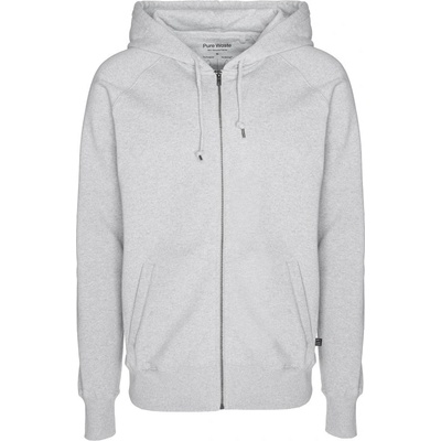 Pure Waste mikina s kapucí HJUB na zip unisex COT74HJUB07700 grey melang